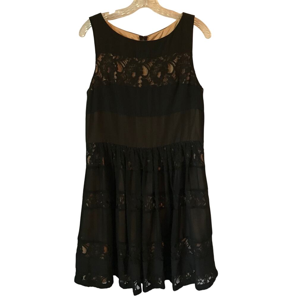 Jessica Simpson Size 14 Dress Womens Lace Black Ruffles Little Black Dress